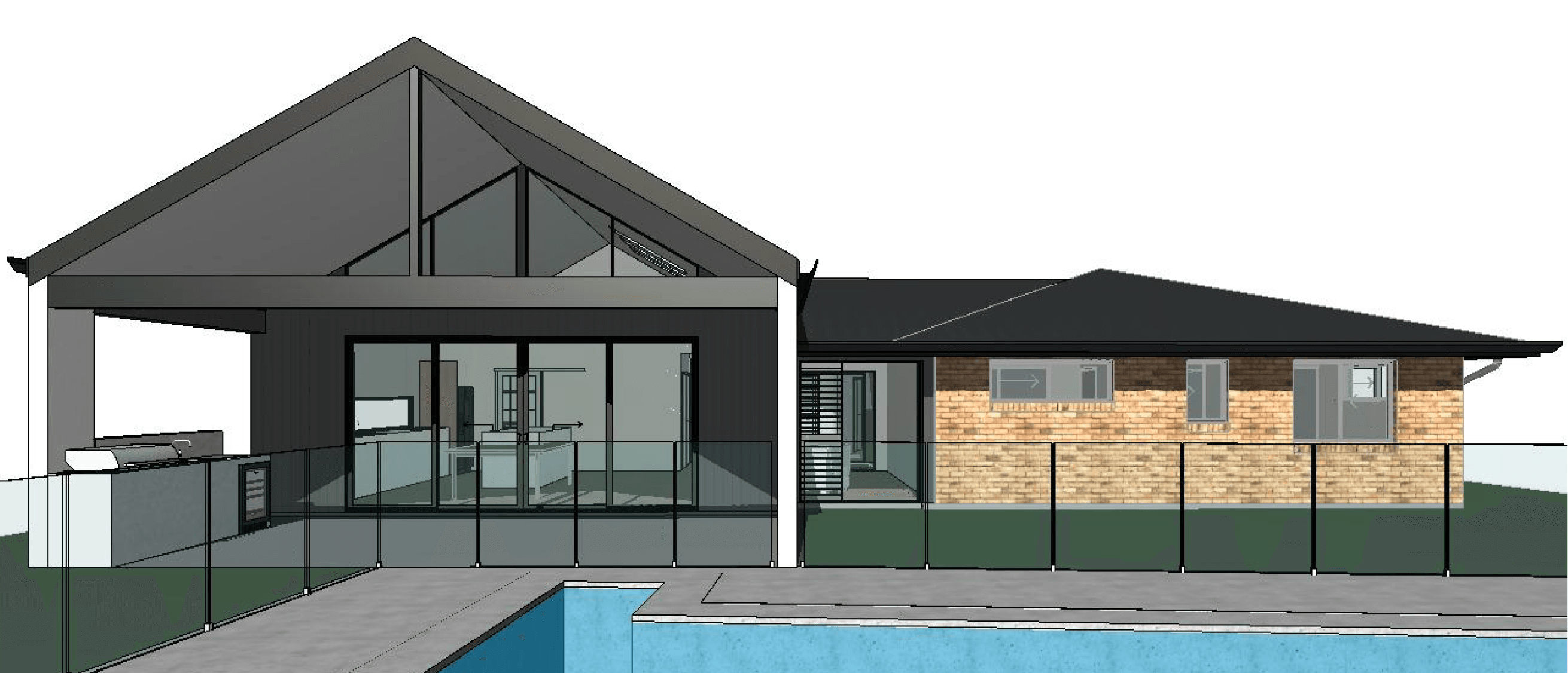 Architectural visualization - Side elevation view